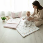 müslin & pike 3 parça alt açma seti – yastık & battaniyeli