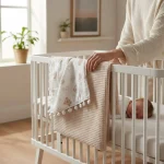 ponpon detaylı müslin & pike bebek battaniyesi